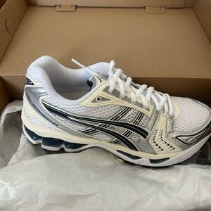Asics Gel-Kayano 14 White and Midnight Sneakers